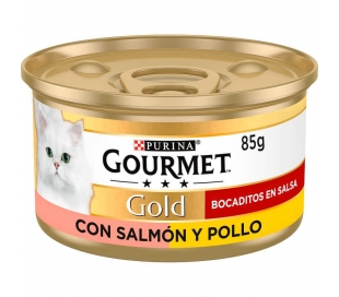 comida-gato-bocaditos-salmon-y-pollo-gourmet-gold-85-gr