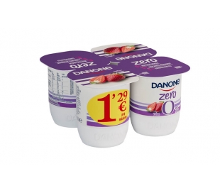 YOGUR ZERO FRESA DANONE PACK 4X120 GR.