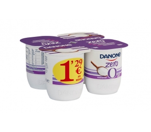 YOGUR ZERO NATURAL DANONE PACK 4X120 GR.