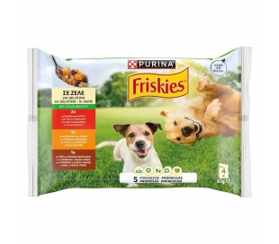 COMIDA PERRO CON BUEY,POLLO Y CORDERO FRISKIES PACK 4X85 GR.