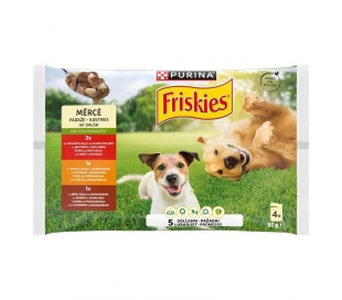 COMIDA PERRO CON BUEY,POLLO Y CORDERO FRISKIES PACK 4X85 GR.
