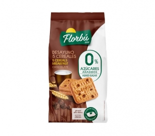 GALLETA CHOCOLATE DESAYUNO 5CEREALES FLORBÚ 340 GR.
