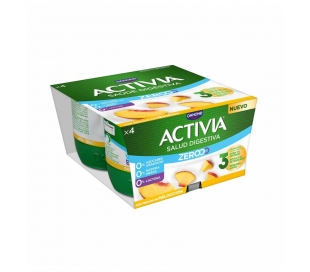 YOGUR ACTIVIA TRIPLE ZERO MELOCOTON DANONE PACK 4X120 GR.