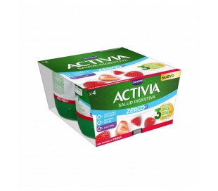 YOGUR ACTIVIA TRIPLE ZERO FRESA DANONE PACK 4X120 GR.