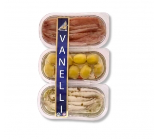 SURTIDO FILETES ANCHOA Y BOQUERON VANELLI PACK 3X25 GR.