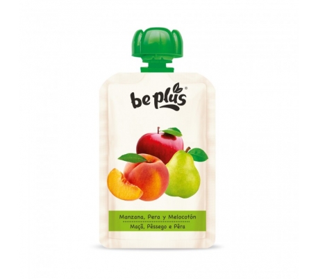 COMPOTA POUCH MANZANA,PERA Y MELOCOTÓN BE PLUS 120 GR.