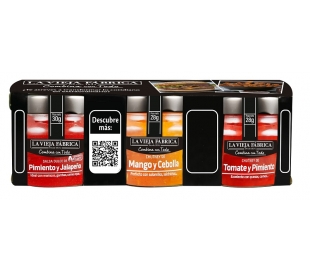 SALSAS JALAPEÑO/MANGO CEBOLLA/TOMATE LA VIEJA FABRICA PACK 3 UN.86 GR.