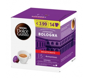 CAFÉ CÁPSULA EXPRESSO BOLOGNA DESCAFEINADO DOLCE GUSTO 14 UN.