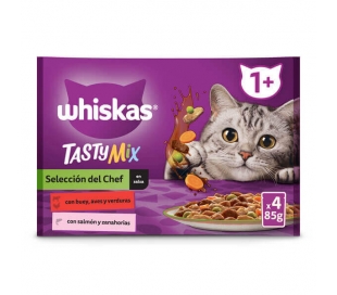 COMIDA GATO SELECCIÓN DEL CHEF WHISKAS PACK 4X85 GR.