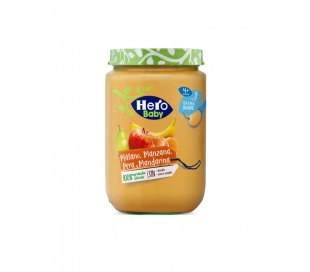 COMPOTA PLÁTANO,MANZANA,PERA,MANDARINA HERO BABY 190 GR.