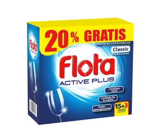 LAVAVAJILLAS CLASSIC FLOTA ACTIVE PLUS 15+3 PASTILLAS GRATIS