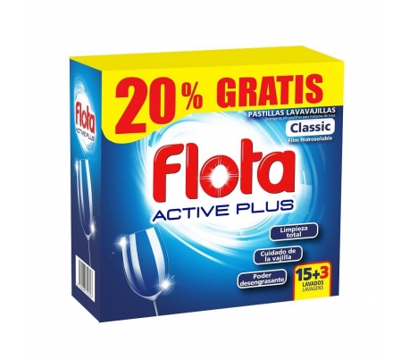 LAVAVAJILLAS CLASSIC FLOTA ACTIVE PLUS 15+3 PASTILLAS GRATIS