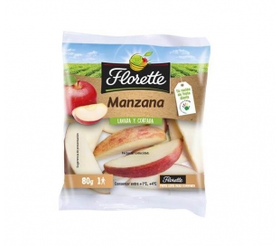 FRUTA ENVASADA MANZANA EN PORCIONES FLORETTE 80 GRS.
