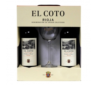 ESTUCHE VINO TINTO CRIANZA EL COTO 2 BOT 75CL+1 COPA GRATIS