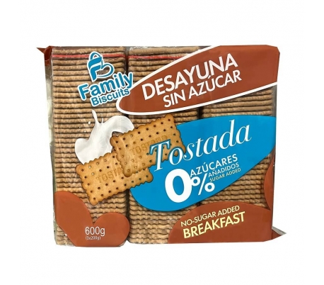 GALLETAS TOSTADA SIN AZÚCAR PACK 3X200 GR FAMILY BISCUITS