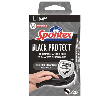 GUANTE TODA LA VARIEDAD SPONTEX BLACK PROTECT 20 UN.