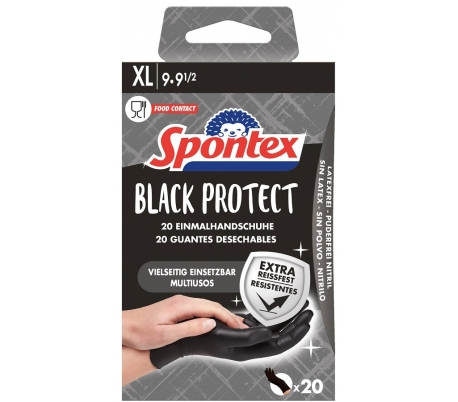 GUANTE T.XL(9-9 1/2) SPONTEX BLACK PROTECT 20 UN.