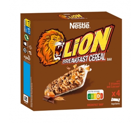BARRITAS CEREALES LION BREAKFAST CEREAL BAR NESTLÉ PACK 4X25 GR.
