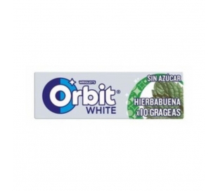 CHICLE WHITE HIERBABUENA ORBIT 10 GRAGEAS, 14 GRS.
