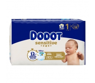 PAÑALES T-1,2-5 KG. DODOT SENSITIVE 58 UN.