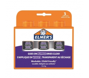 PEGAMENTO ADHESIVO BARRA - MORADO ELMER'S PACK 3 UNIDADES