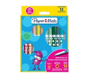 ROTULADORES PUNTA DE FIBRA PAPER MATE PACK DE 12 COLORES