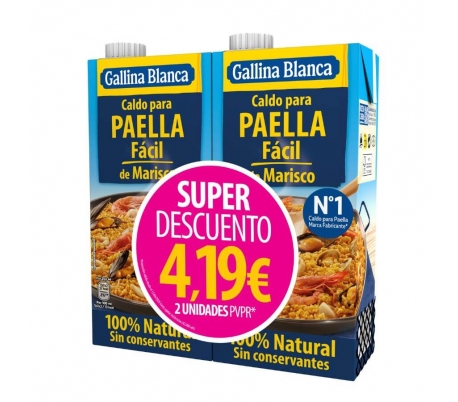 CALDO PAELLA DE MARISCO GALLINA BLANCA PACK 2X1 L.BRIK