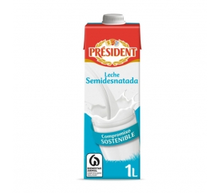 LECHE SEMIDESNATADA PRESIDENT 1 L.