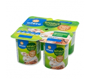 YOGUR BIFIDUS MUESLI Y FIBRA ALTEZA PACK 4X125 GR.