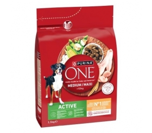 COMIDA PERRO ACTIVE POLLO CON ARROZ PURINA ONE 2,5 KG.
