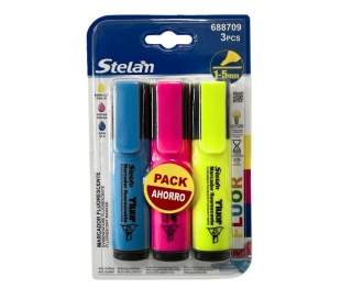 ROTULADORES FLUOR SURTIDO STELAN 3 UN.
