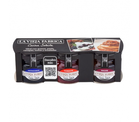 MERMELADA ARÁNDANOS,HIGO Y TOMATE LA VIEJA FABRICA PACK 3UNX30 GR.