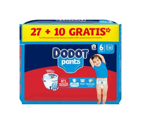 PAÑAL 13-19 KG.T.6 DODOT PANTS 27+10 GRATIS