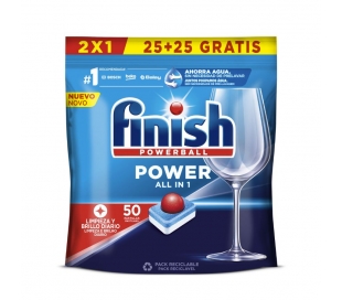 LAVAVAJILLAS POWER ALL IN ONE FINISH 25+25 UN.GRATIS