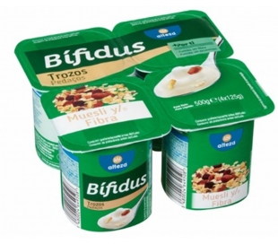YOGUR BIFIDUS MUESLI Y FIBRA ALTEZA PACK 4X125 GR.