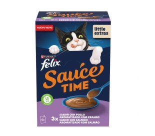 COMIDA GATO SAUCE POLLO Y SALMON FELIX TIME 240 GR.