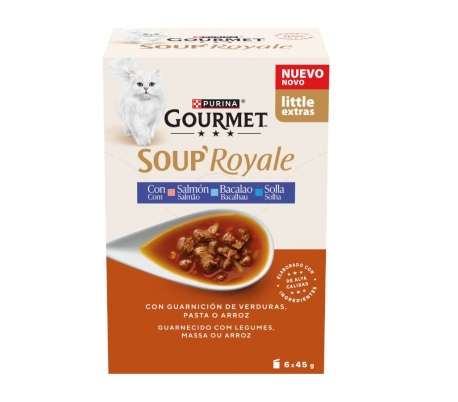 COMIDA GATO SOUP SALMON,BACALAO Y SOLLA GOURMET PURINA 270 GR.