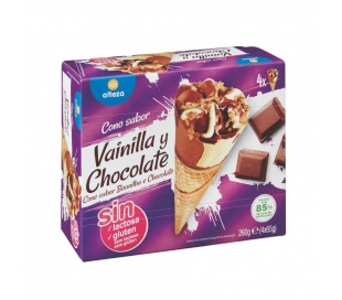 HELADO CONO VAINILLA Y CHOCOLATE ALTEZA PACK 4X120 GR.