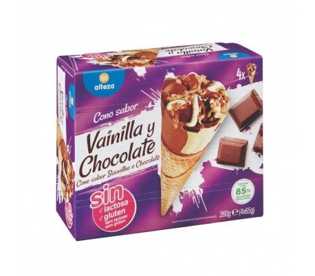 HELADO CONO VAINILLA Y CHOCOLATE ALTEZA PACK 4X120 GR.