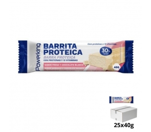 BARRITA ENERGÉTICA FRESA Y CHOCOLATE BLANCO POWERKING 25X40 GR.