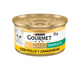COMIDA GATO CON POLLO Y ZANAHORIAS GOURMET GOLD 85 GR.TARTALETA