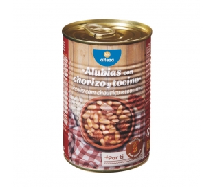ALUBIAS CON CHORIZO Y TOCINO ALTEZA 425 GR.