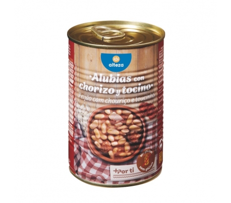 ALUBIAS CON CHORIZO Y TOCINO ALTEZA 425 GR.