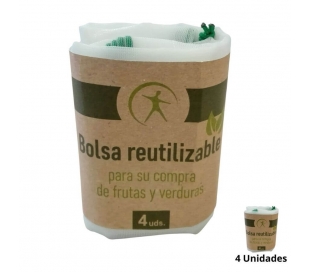 BOLSA MALLA PET BLANCA - SET 4 UNIDADES TECNOPACKING GENERICA CON CORDEL