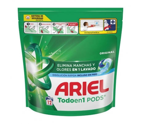 DETERGENTE CAPSULAS ORIGINAL TODO EN 1 ARIEL 219,60GR.12 CAPSULAS