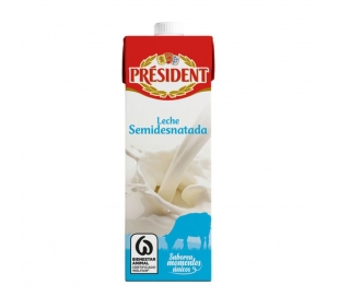 LECHE SEMIDESNATADA PRESIDENT 1 L.