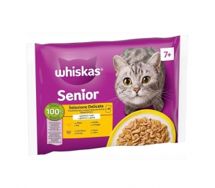 COMIDA GATO CON POLLO WHISKAS PACK 4X85 GR.