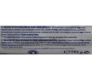 GALLETAS DOBLE CREMA OREO 185 GR.