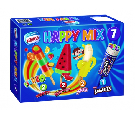 HELADO HAPPY MIX NESTLE PACK 7X65 ML.