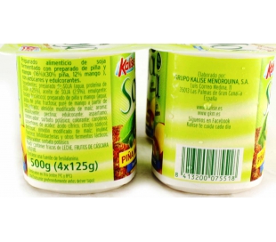 YOGUR ZERO SOJA PIÑA MANGO KALISE PACK 4X125 GRS.